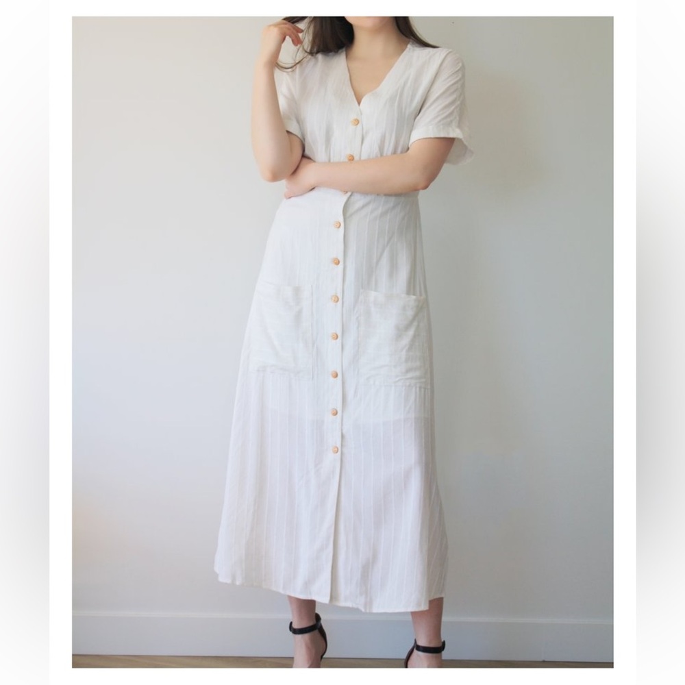 PINK MARTINI Linen Viscose Reese Midi Dress